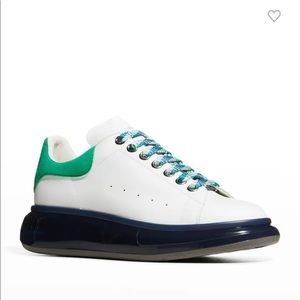 Alexander McQueen Mens Clear Navy Sole Leather/Suede Sneakers